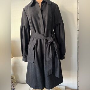 CALVIN KLEIN JEANS Black Belted Coat Size Large